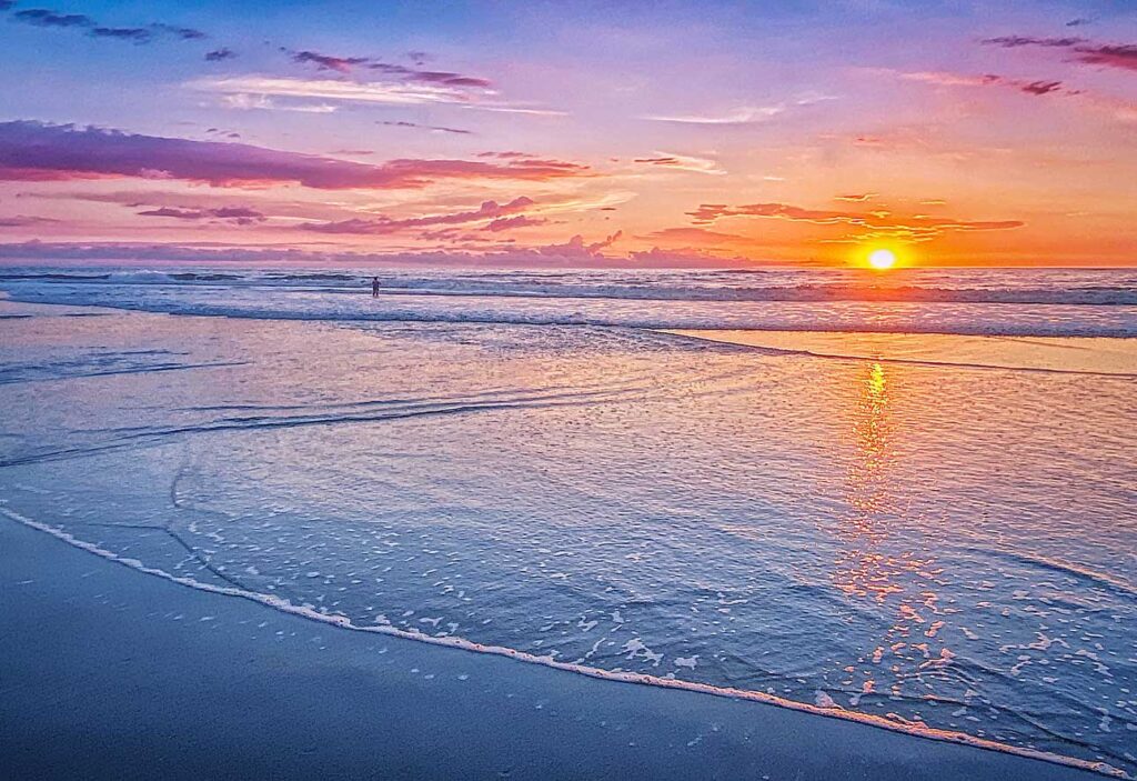 Beautiful Costa Rican sunset. Rich magenta, violet, and orange colors.