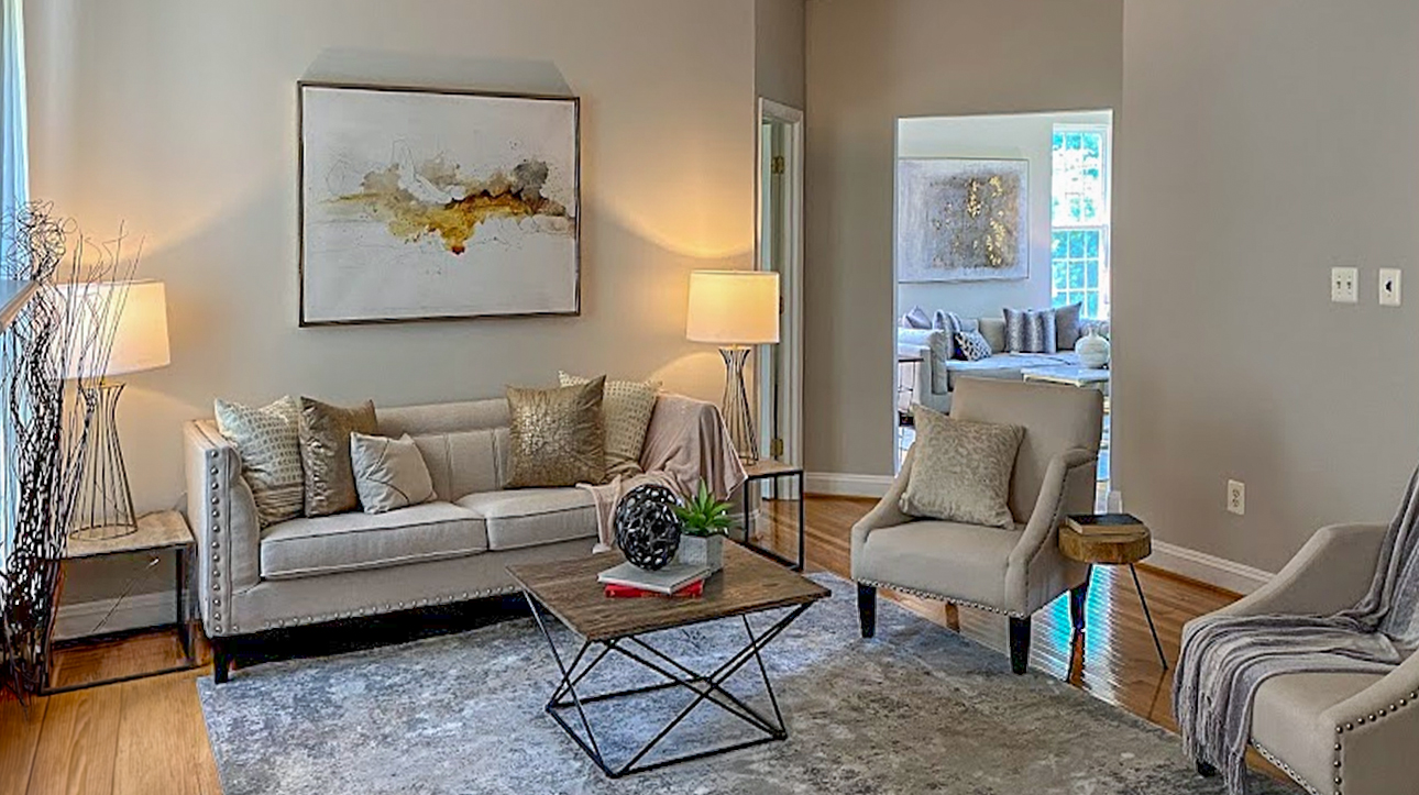 Living room of a luxurious short-term rental